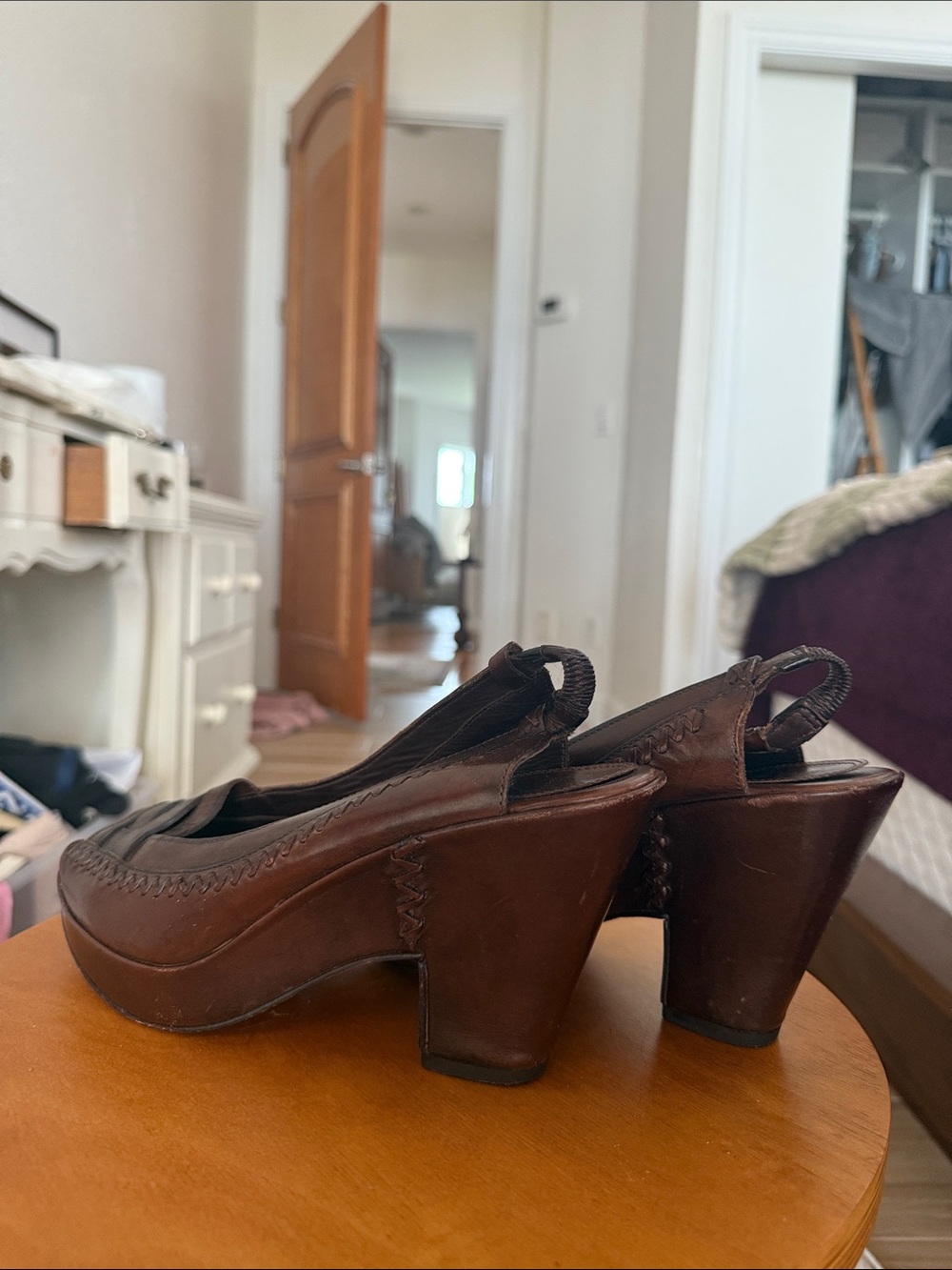 Women’s Brown Leather Slingback Heels FRYE